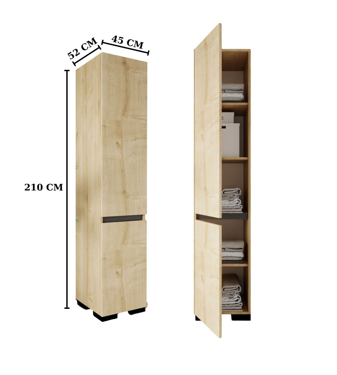 Dulap multifunctional, Hanah Home, Floransa 45, 45x210x45 cm, PAL MELAMINAT, Stejar safir / Antracit — imaginea 6