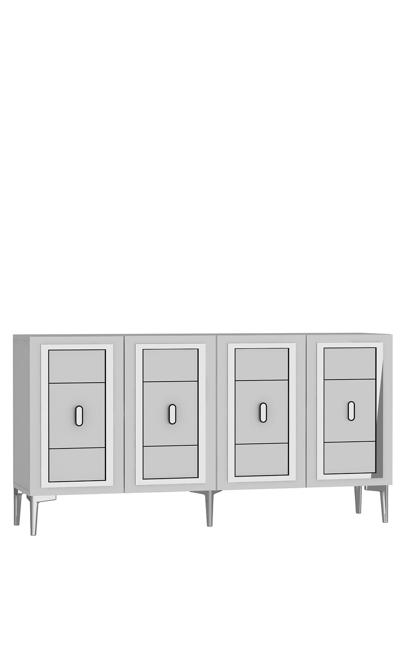 Consola, Hanah Home, Orion, 150x75x35 cm, PAL , Alb / Argintiu - view 4