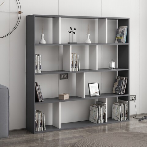 Biblioteca, colman, hodbi 935cmn1112, 145.2 x 25 x 145 cm, pal melaminat, alb/antracit