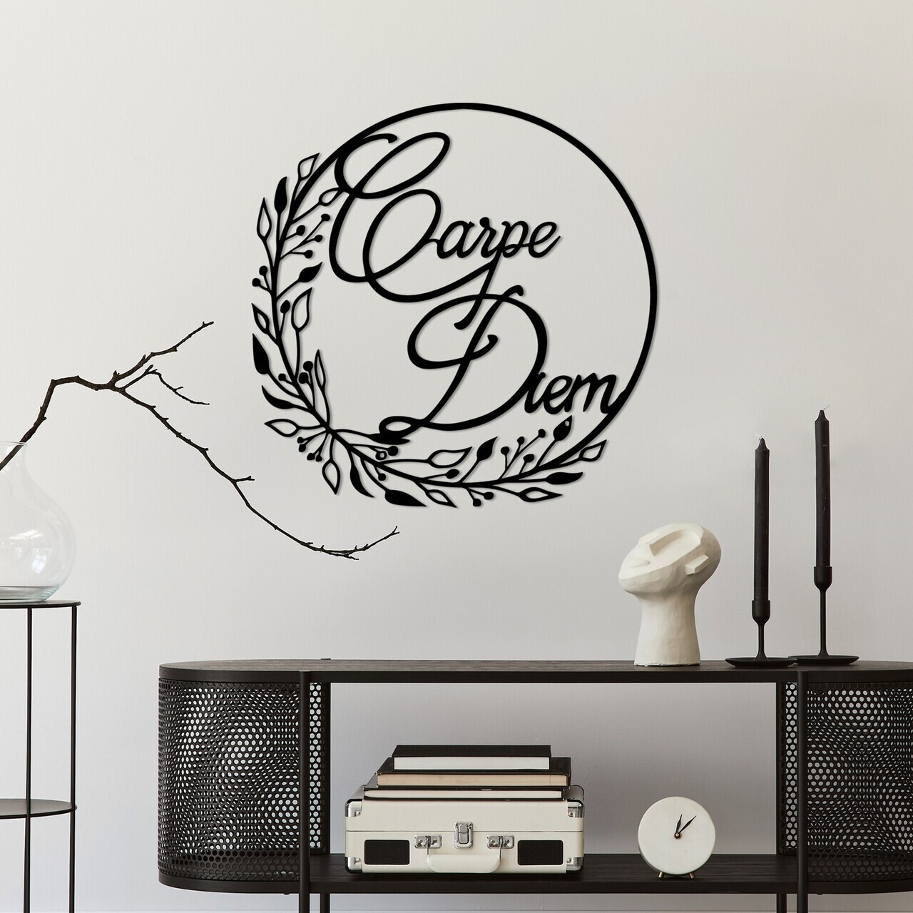 Decoratiune de perete, Carpe Diem 1, Dimensiuni: 56 x 56 cm, Negru — imaginea 3