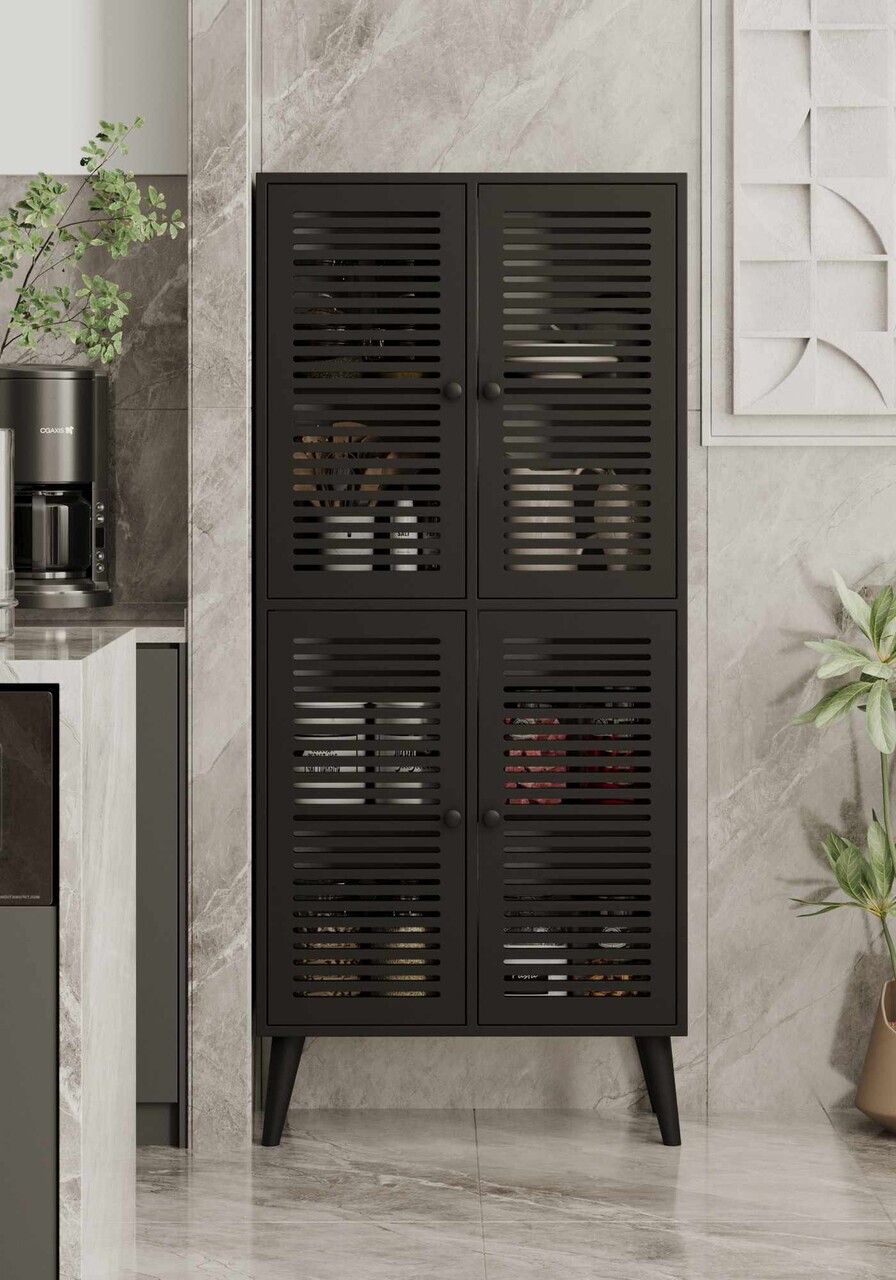 Dulap multifunctional, Hanah Home, Deneb, 70x160x33 cm, MDF, Negru - view 2