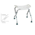 Scaunel pentru baie Secura, Wenko, 53.5x40-46.5x44.5-48 cm, aluminiu/plastic/cauciuc, alb/gri