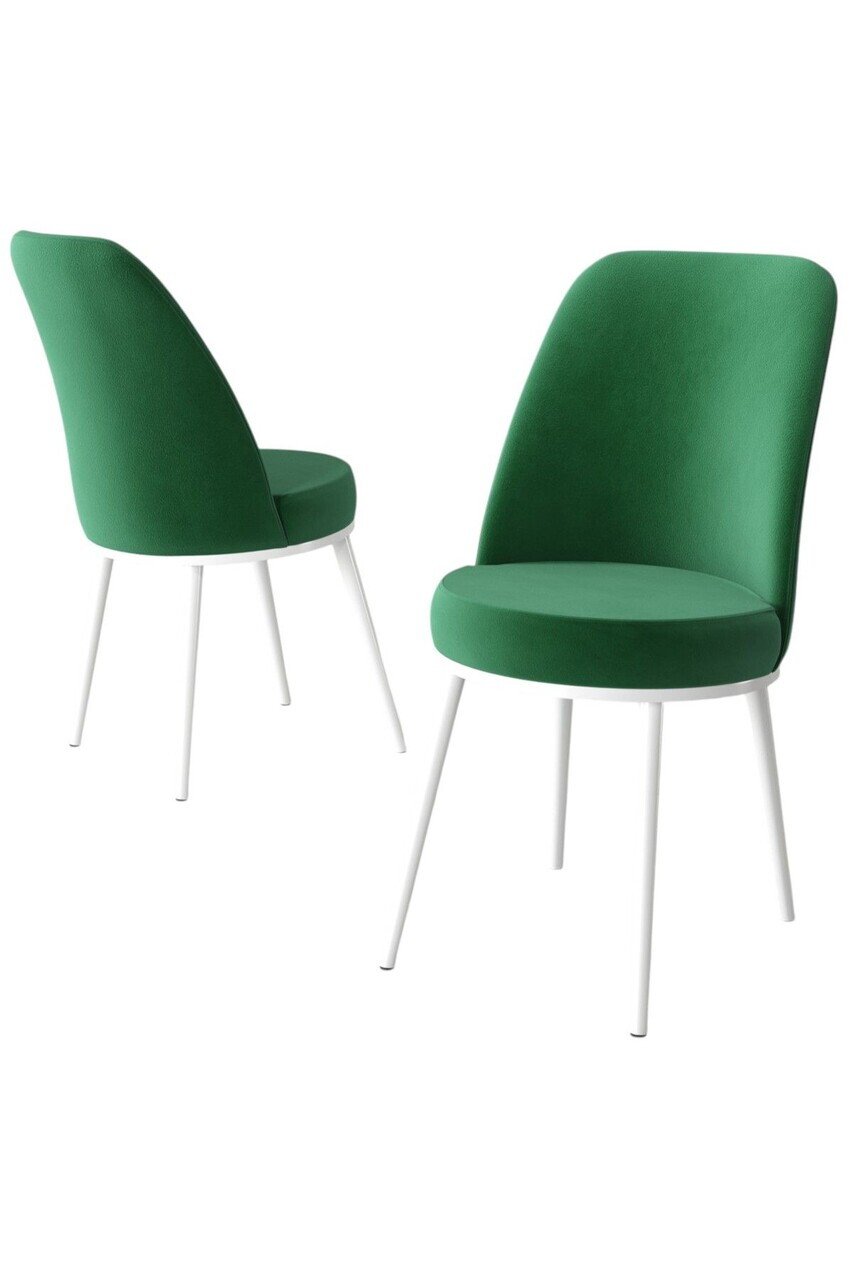Set scaune 4 piese, Hanah Home, Jaxe, Verde Smarald / Alb — imaginea 2