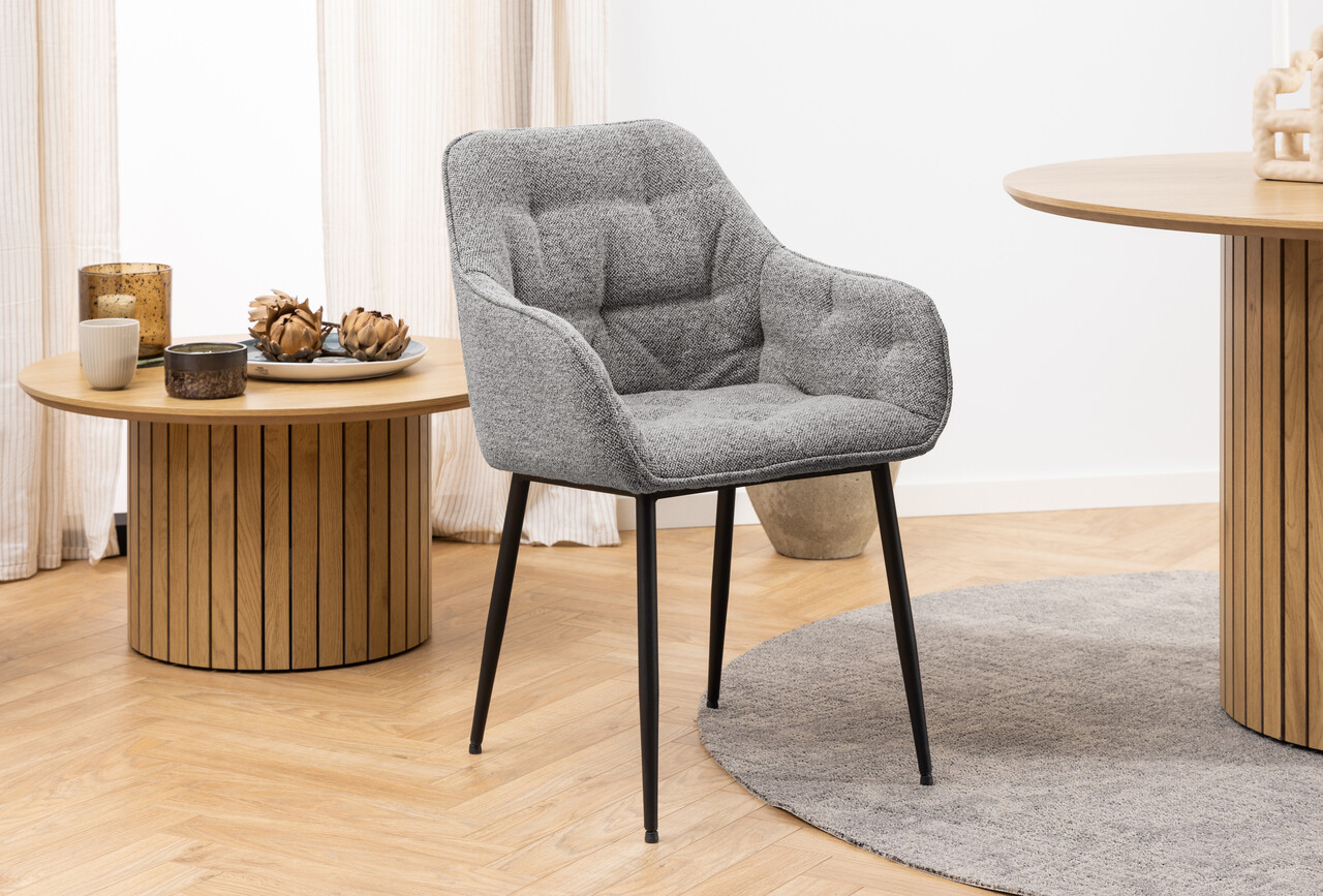 Scaun Brooke, Actona, 58x55x83 cm, tesatura Boucle/otel, gri - view 3