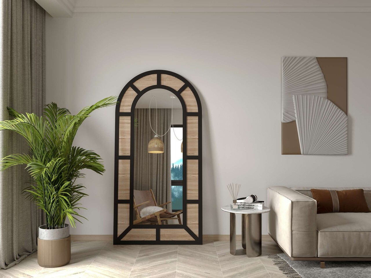 Oglinda Cheval Hanah Home Latice 90x180 cm MDF  Negru