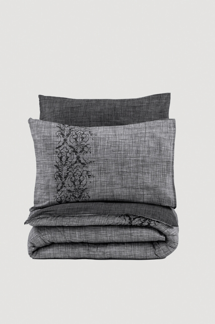 Lenjerie de pat dubla Super King (FR), Sooty - Grey, Cotton Box, Bumbac Ranforce