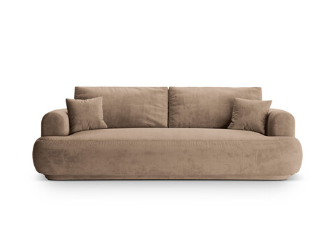 Canapea extensibila 3 locuri, Ella-120, Micadoni Home, 253x108x94 cm, catifea, bej inchis