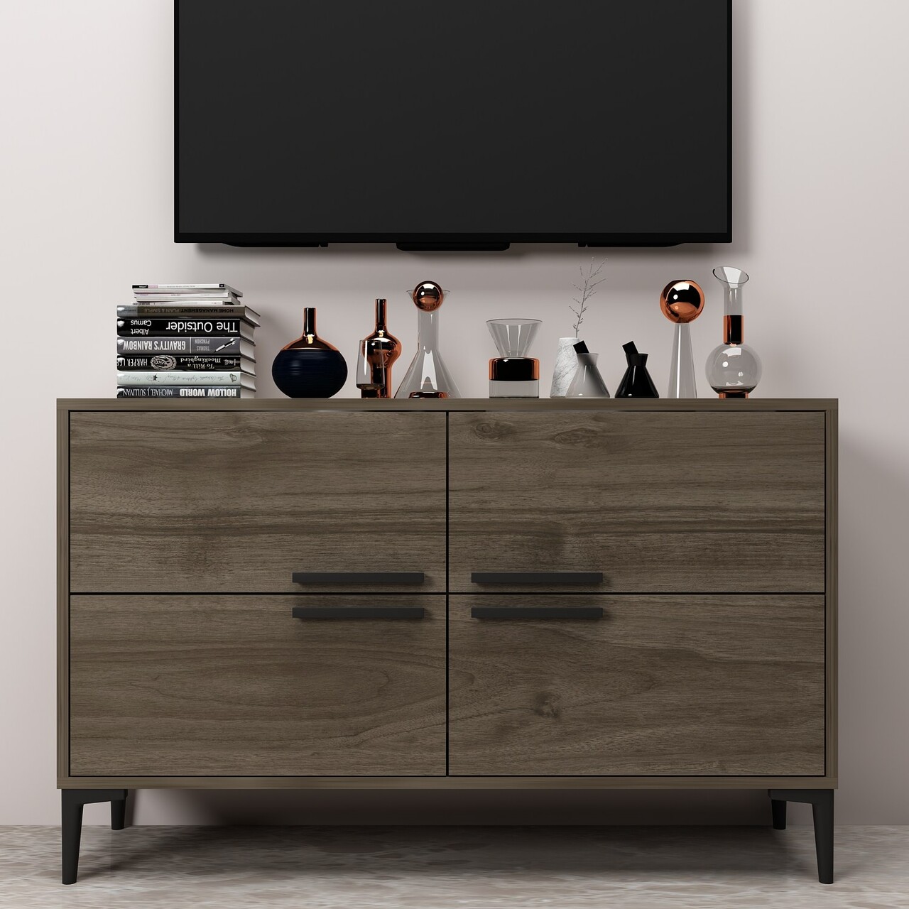 Comoda TV, Odessa, Ctn, 120x75x30 cm, PAL, Maro - 1 | YEO