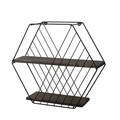 Raft de perete, Cerritos, Anemone Vulgaris, 60x52x15 cm, Negru / Nuc Inchis
