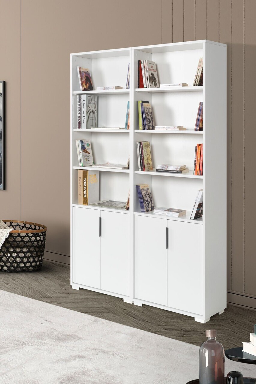 Corp biblioteca, Hanah Home, Evm 8204, 120x187x30 cm, PAL, Alb — imaginea 4