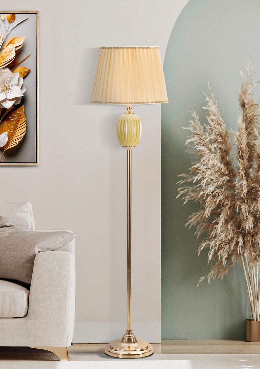 Lampadar Lot, Mauro Ferretti, 1 x E27, 40W, 40x160 cm, fier/ceramica, auriu/crem - 1 | YEO