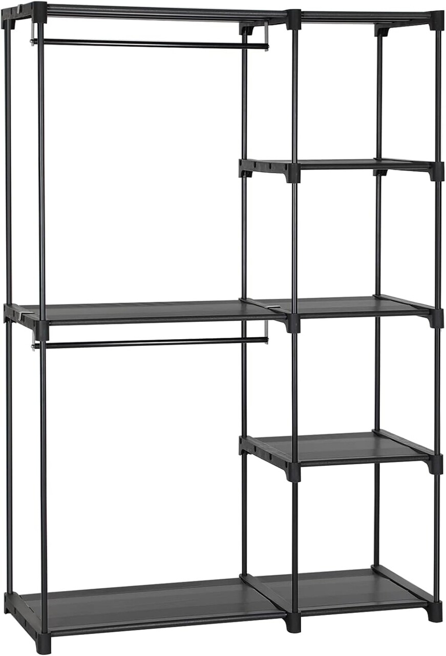 Dulap textil pentru haine, Songmics, 112x43x165 cm, material netesut/metal, max 80 kg, negru - imagine 4