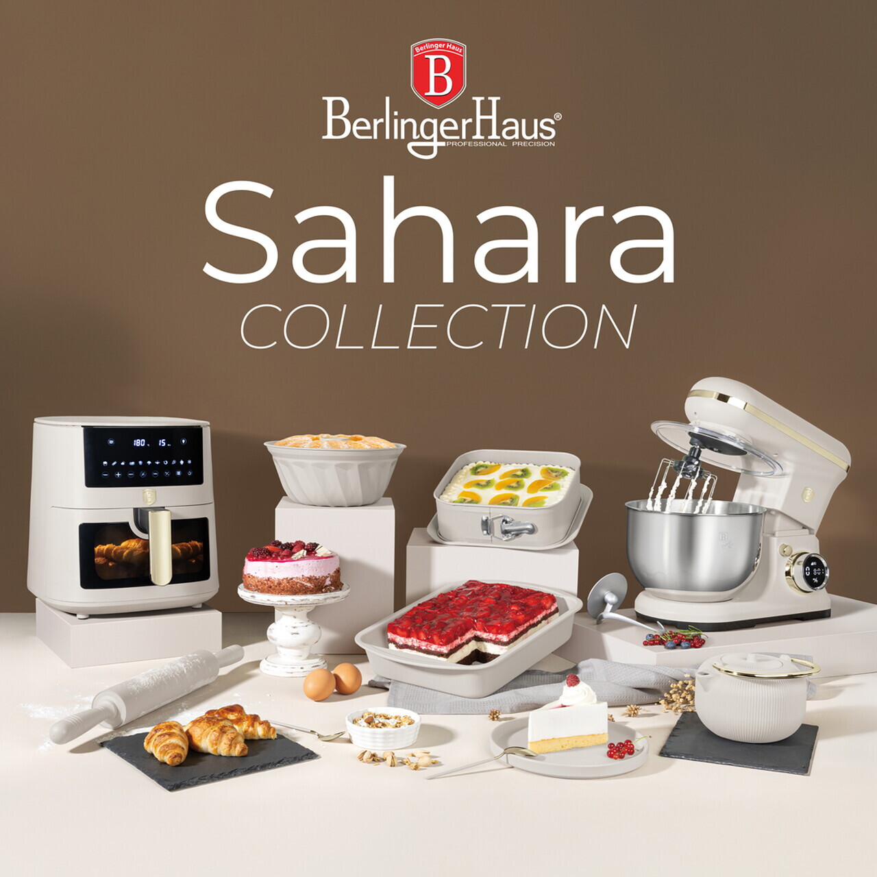 Serviciu de masa 18 piese Berlinger Haus, Sahara, portelan, alb/bej - imagine 7