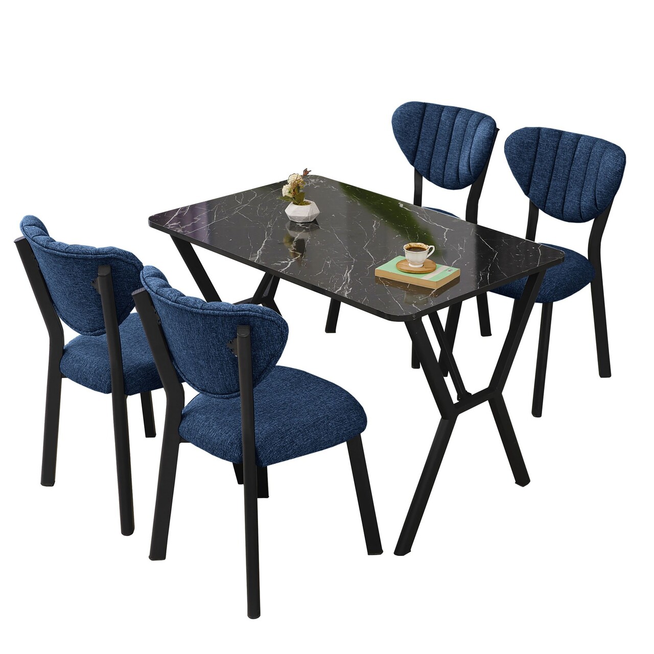 Set masa extensibila si scaune, Hanah Home, Elma, Navy Blue / Black - view 3