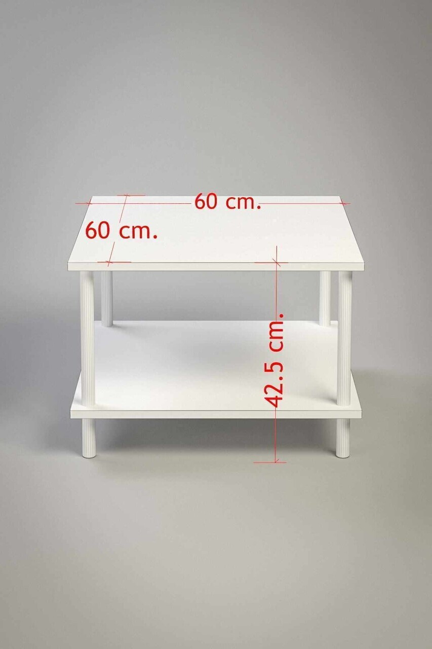 Masuta de cafea, Hanah Home, Peka-0049, 60x42.5x60 cm, PAL, Alb — imaginea 5