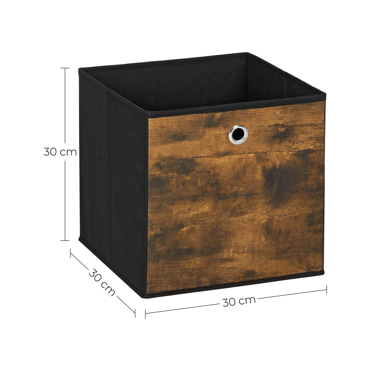 Set 6 cutii de depozitare pliabile, Songmics, 30x30x30 cm, material Oxford/carton, maro rustic - view 4
