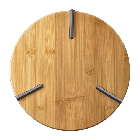 Tocator din bambus cu silicon greta, ambition, 27 cm, natural/gri