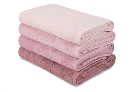 Set 4 prosoape de baie 801, beverly hills polo club, 70x140 cm, bumbac, roz pudra