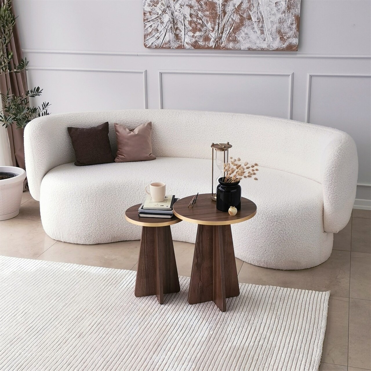 Set masuta de cafea, Neostill, Mushroom 2, PAL, Aur / Nuc - 1 | YEO