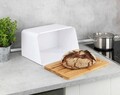 Cutie pentru paine, Wenko, Kubo, 35 x 26.5 x 20.5 cm, plastic/bambus, alb/maro