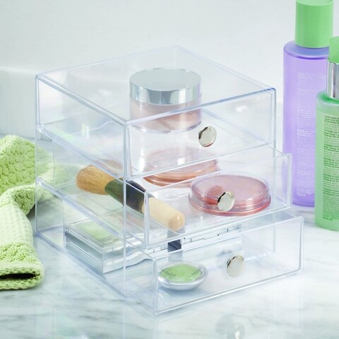 Organizator pentru cosmetice iDesign, 3 compartimente, 16.5x16.5x16.5 cm
