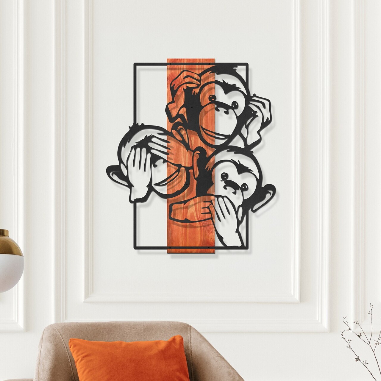 Decoratiune de perete, Trinity, Cadru: Lemn (Grosime: 2 cm), Roșu/Negru — imaginea 2