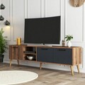 Comoda TV, Mezza, Exxen, 180x53x35 cm, Antracit de nuc