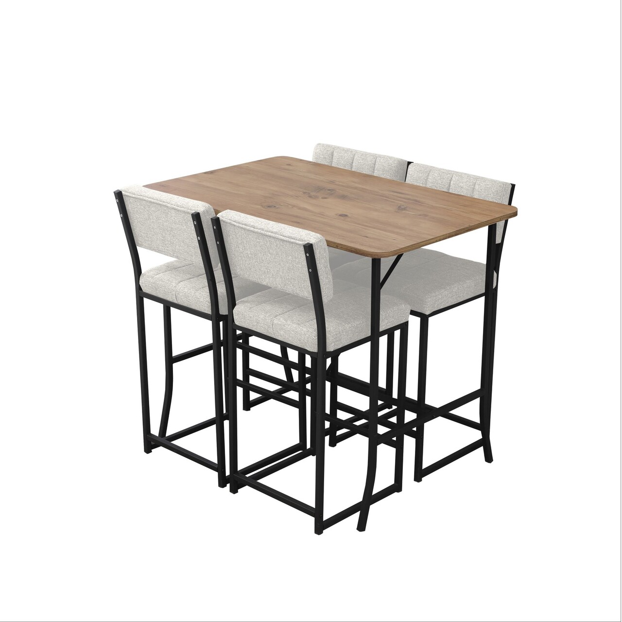 Set masa si 4 scaune de bar, Hanah Home, Retro, Crema/Nuca - imagine 4