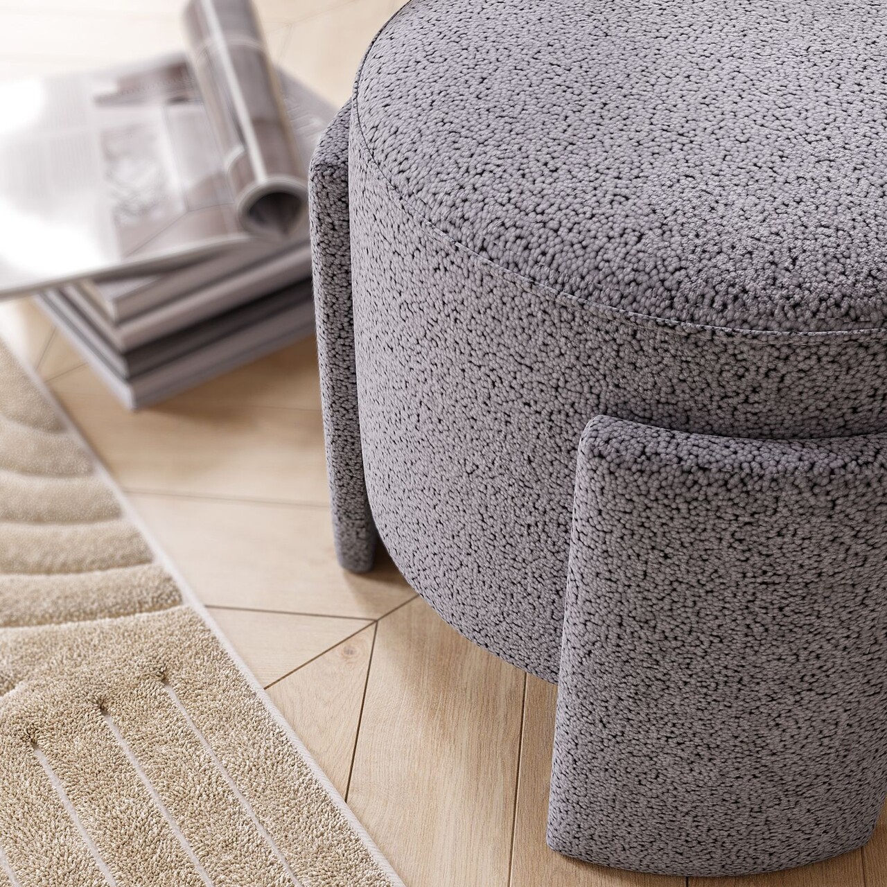 Taburet, Atelier del Sofa, 774BNT1103, 28 Spumă gri DNS/14 Spumă albă DNS, Gri - view 4
