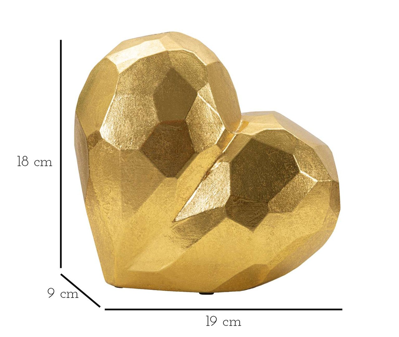 Vaza decorativa Heart, Mauro Ferretti, 19x9x18 cm, polirasina, auriu
