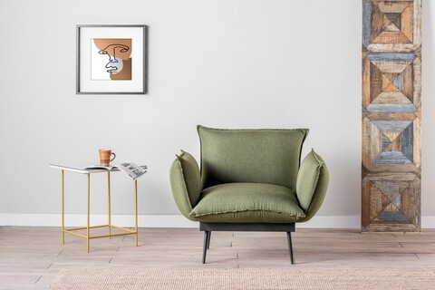 Fotoliu aspen solo, futon, 95x80x85 cm, metal, verde