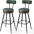 Set 2 scaune de bar, Vasagle, Ekho, 57x101 cm, otel/piele ecologica, verde forest