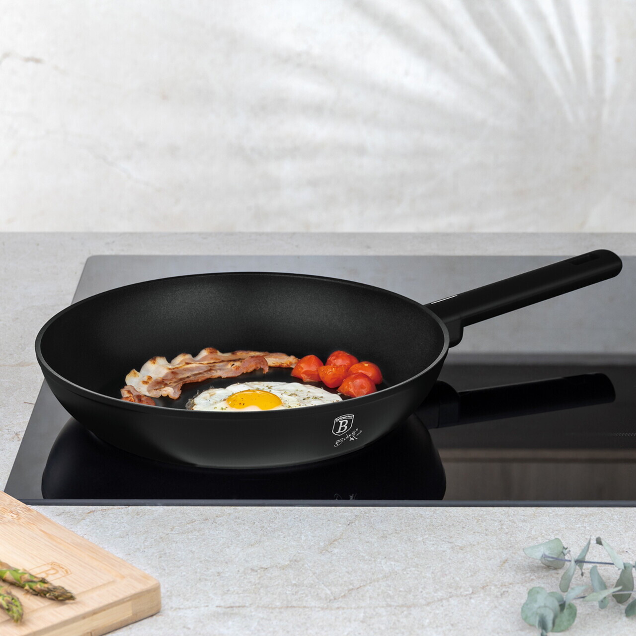 Tigaie Berlinger Haus, Matte Black, 28 cm, 2.4 L, aluminiu forjat, negru - imagine 2