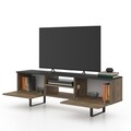 Comoda TV, Minima, Paulo, 160 x 50.2 x 35 cm, pal melaminat, nuc/negru