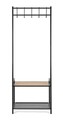 Cuier cu pantofar Haldor, Bizzotto, 64.5x37.5x180 cm, otel/MDF, negru/natural