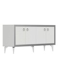 Consola, Olivia, Ponny, 150x40x79 cm, PAL , Alb / Argintiu