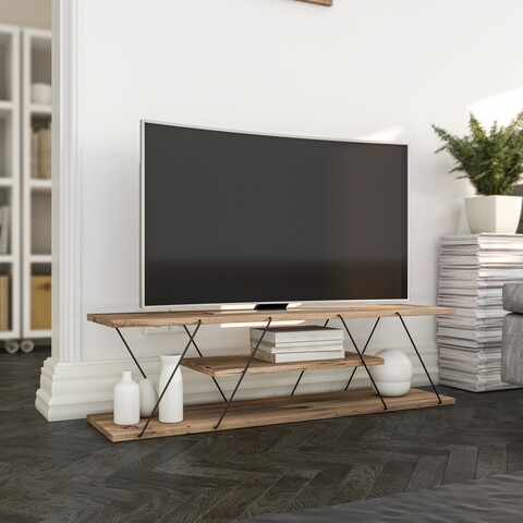 Comoda tv canaz, kalune design, 120x30x33 cm, maro/negru
