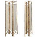 Paravan decorativ / despartitor camera Barra, Pakoworld, 135x3x160 cm, bambus/textil, natural/ecru