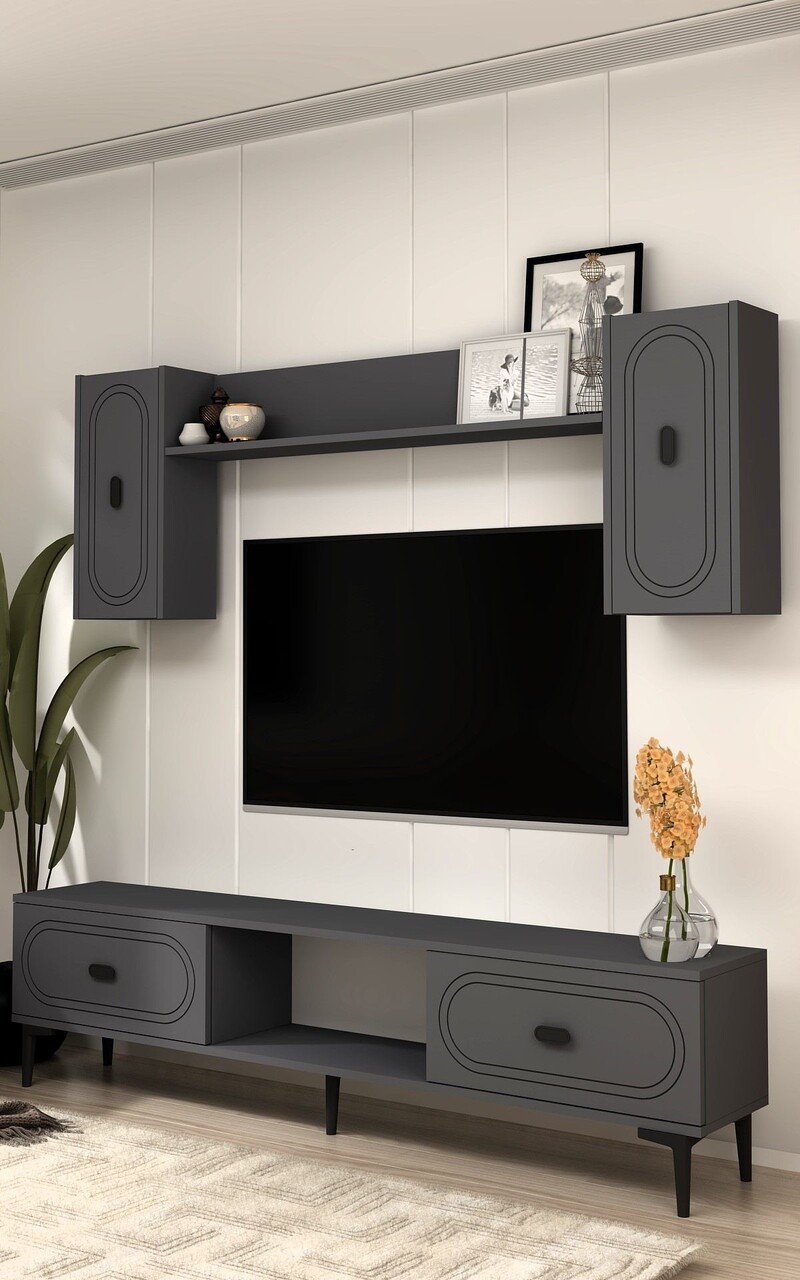 Comoda TV, Hanah Home, Weny, 150x44.6x29.6 cm, PAL , Antracit - imagine 2