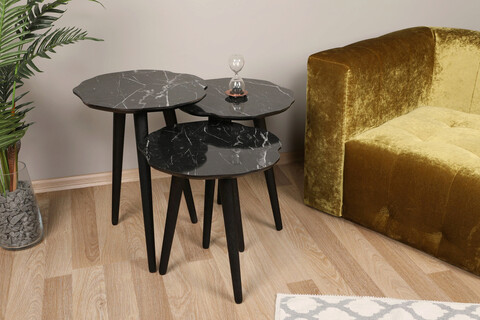 Set masute 3 piese, Kate, Forga, Negru Kate