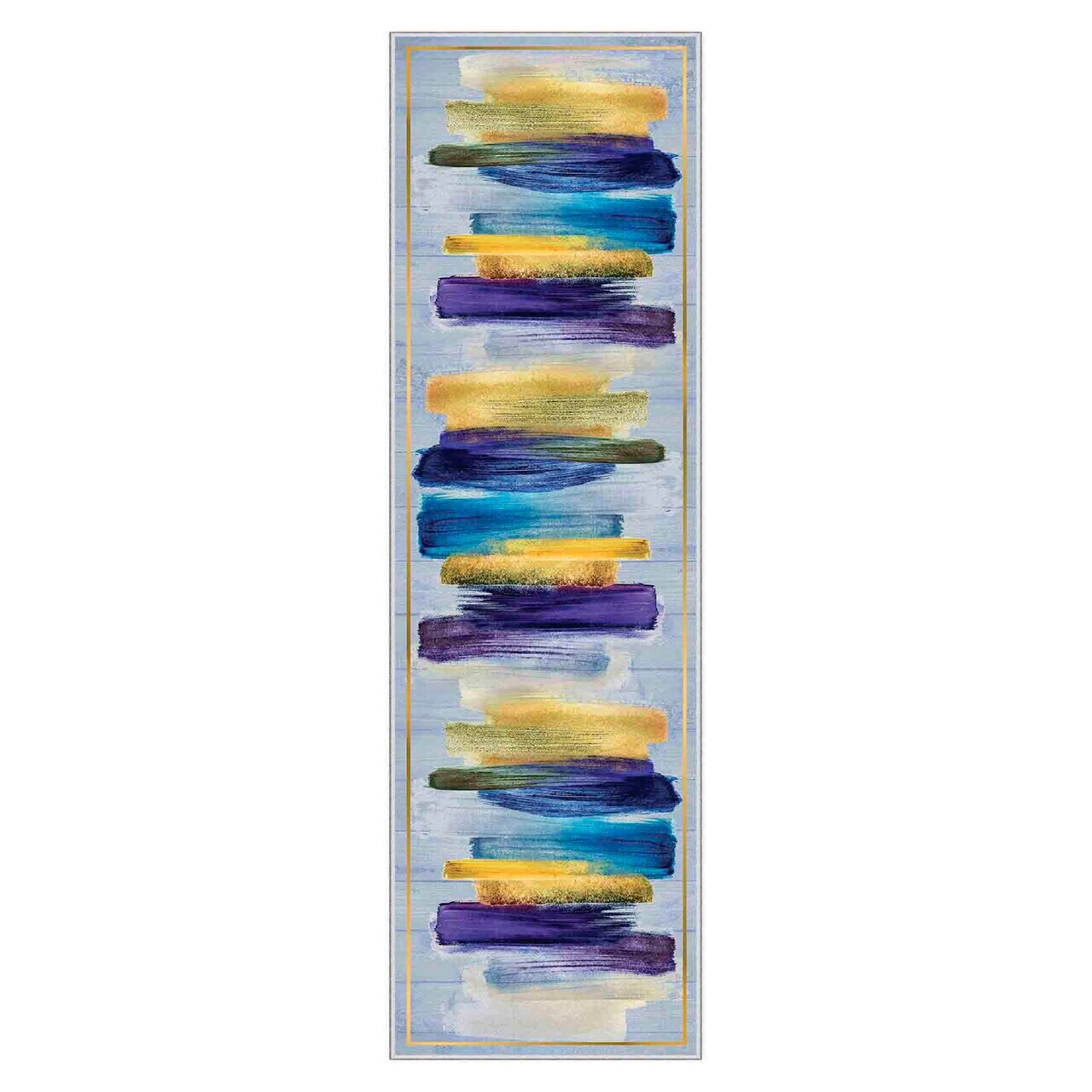 Covor, Wooylk0102, 100x400 cm, Auriu / Albastru / Mov / Gri — imaginea 2