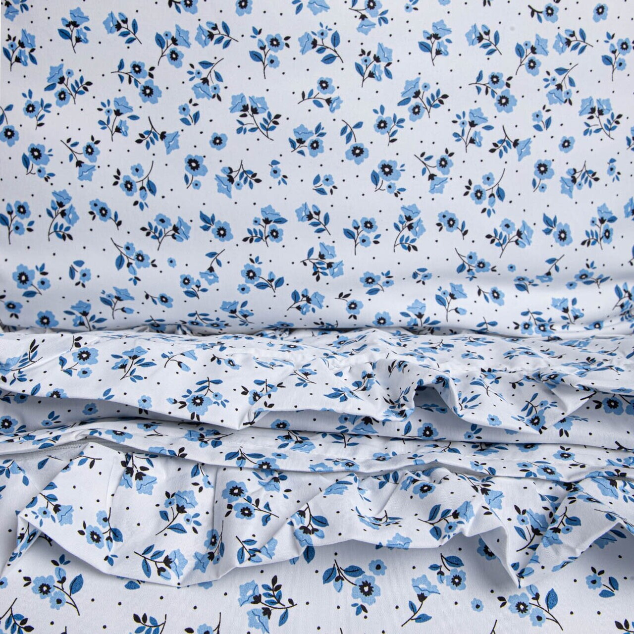 Lenjerie de pat pentru o persoana Melanie, Homla, 140x200 cm, 2 piese, microfibra din poliester, alb/albastru — imaginea 2