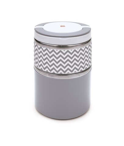 Caserola termica dubla Lunchbox, Iris Barcelona, 900 ml, pereti dubli, inox/polipropilena, gri
