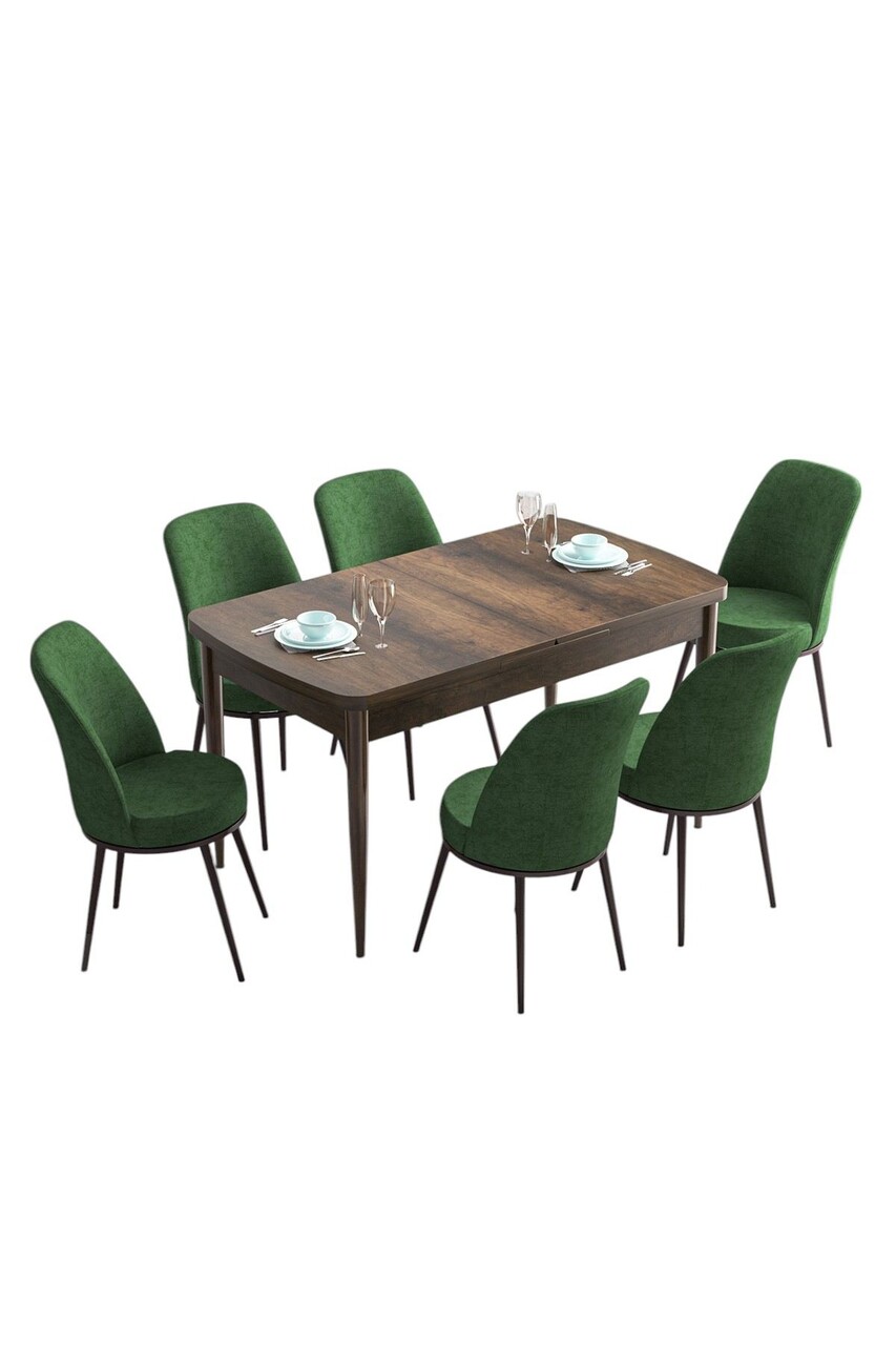 Set masa extensibila si scaune, Hanah Home, Han, Baroc / Kaki - imagine 2