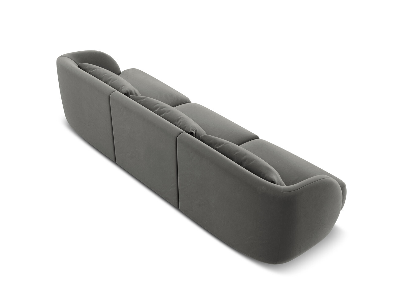 Canapea 3 locuri, Tulum, Cosmopolitan Design, 255x90x70 cm, catifea, gri deschis
