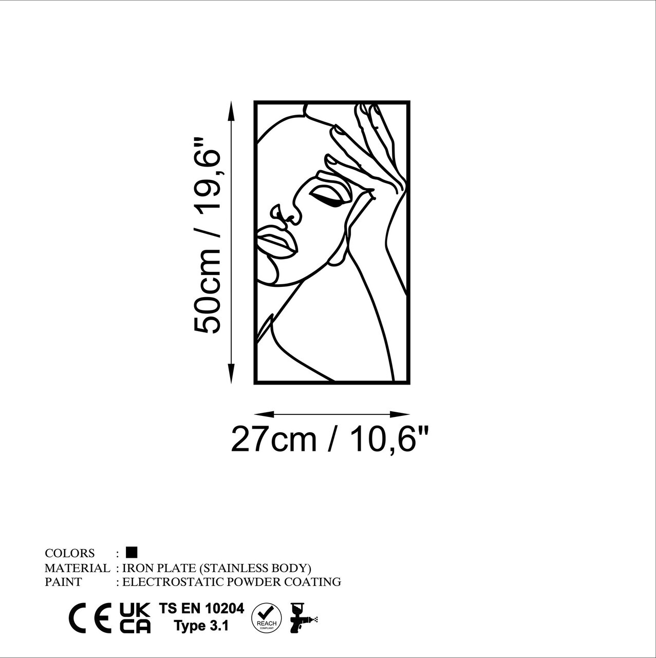 Decoratiune de perete, imagine, Dimensiune: 50 x 27 cm, Negru — imaginea 6