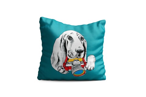 Perna decorativa dog photographer, oyo kids, 43x43 cm, poliester, multicolor