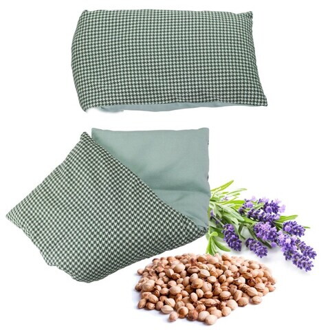 Perna termica cu samburi de cirese si aroma de lavanda Beper, 51x21.5x1.5 cm, bumbac, verde