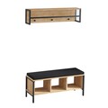 Set cuier si pantofar Shana, Elegance, 100x35x43 cm / 100x20x24 cm, PAL, natural/negru