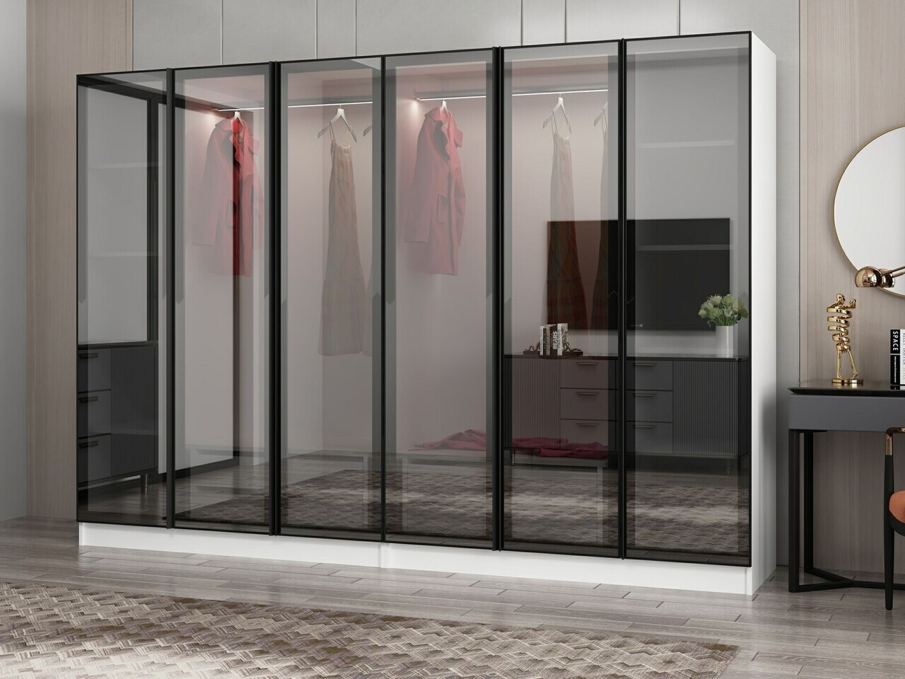 Dulap pentru haine, Hanah Home, Nisa, 270x210x52 cm, Alb — imaginea 4